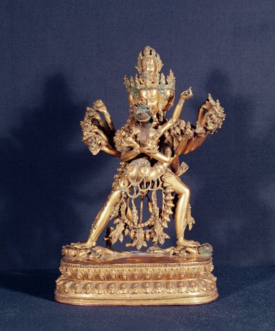 Hevadzsra és Nairatmya (aranyozott bronz ezüst berakással) alkotó: School Tibetan