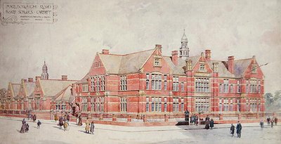 Marlborough Road Board Schools, Cardiff, huszadik század eleje (színes litó) alkotó: School Welsh