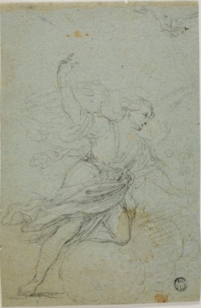 Angyal Annunciate (recto); Sámson és az oroszlán (verso) alkotó: School of Guido Reni