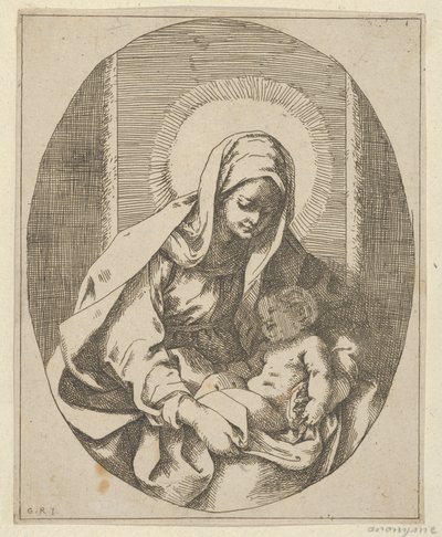 A csecsemő Krisztust ölében tartó Szűzanya, ovális kompozíció, Reni után, 1620-50., 1620-50. alkotó: School of Guido Reni