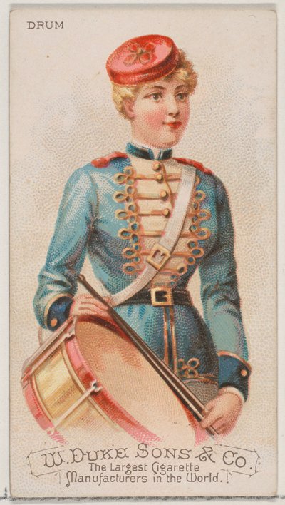 Dob, a Musical Instruments sorozatból N82 Duke márkájú cigarettákhoz, 1888., 1888. alkotó: Schumacher and Ettlinger