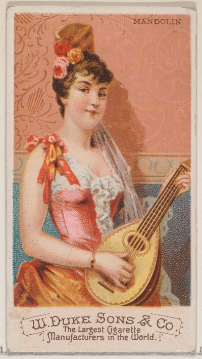 Mandolin, az N82 hangszerek sorozatból Duke márkájú cigarettákhoz, 1888., 1888. alkotó: Schumacher and Ettlinger