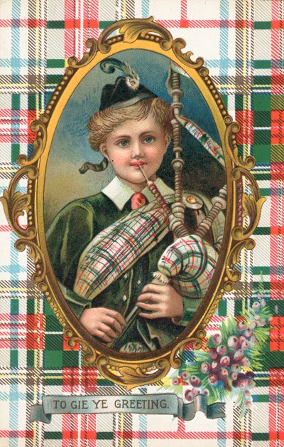 Brit újévi üdvözlőlap (színes litográfia) alkotó: Scottish School