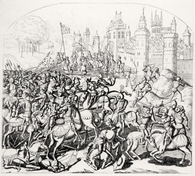 Dávid skót király (1084-1153) hatalmas sereggel érkezik Newcastle-upon-Tyne előtt, 1138 alkotó: Scottish School
