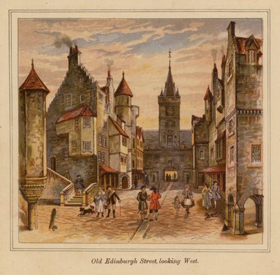 Old Edinburgh Street nyugati irányban (színes lithó) alkotó: Scottish School