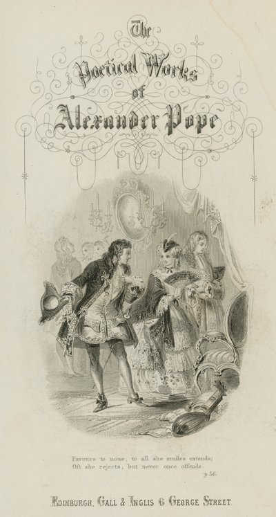 Jelenet a zár megerőszakolásából, Alexander Pope (metszet) alkotó: Scottish School