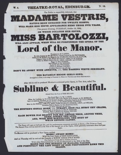 Színházi program a Theatre Royal számára, Edinburgh alkotó: Scottish School