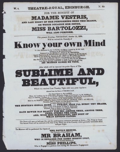 Színházi program a Theatre Royal számára, Edinburgh alkotó: Scottish School