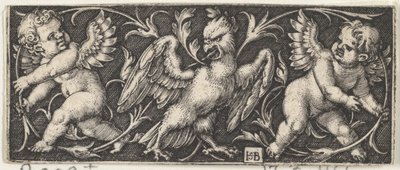 Vízszintes panel sassal, két geniivel, 1544. alkotó: Sebald Beham