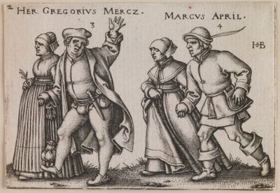 „Március és április” a „Parasztünnep vagy a tizenkét hónap” sorozatból alkotó: Sebald Beham
