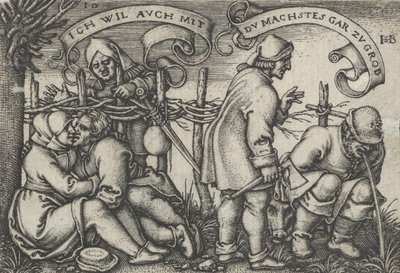 Parasztok a sövény mögött, A parasztok ünnepéből vagy a tizenkét hónapból, 1546-47. alkotó: Sebald Beham