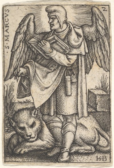 2. tábla: Szent Márk, balra fordított fejjel, jobbjában nyitott könyvvel..., 1541. alkotó: Sebald Beham