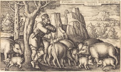 A tékozló fiú a disznóval alkotó: Sebald Beham