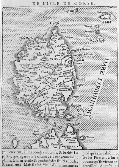 Korzika Sebastian Munster „Cosmographia Universalis”-ja után. Bázel 1558 alkotó: Sebastian Munster