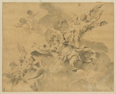 Egy királynő, akit bosszúálló angyalok küldtek a pokolba, 1676-1746 körül (toll, tinta és mosás papíron) alkotó: Sebastiano Galeotti