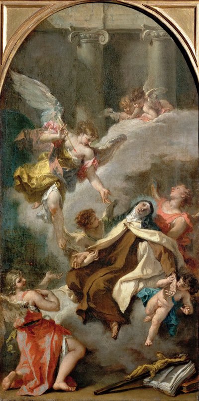 Avilai Szent Teréz (1515-1582) látomása – Sebastiano Ricci (1659-1734). Olaj, vászon, 1728 körül. Méretek : 71,5x37 cm. Művészettörténeti Múzeum, Bécs alkotó: Sebastiano Ricci