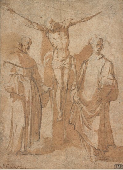Krisztus a kereszten két szent mellett alkotó: Sebastiano Vini