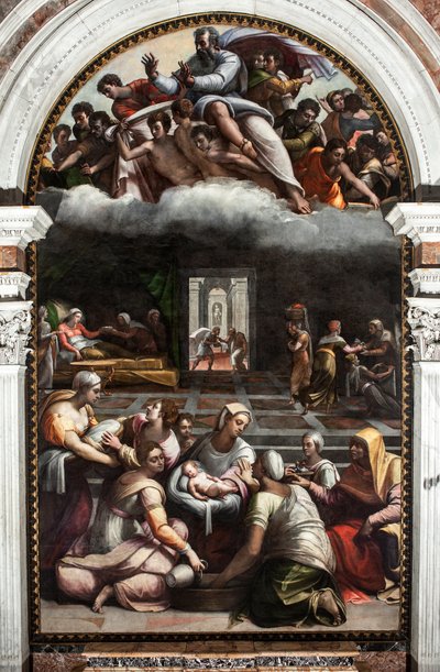 A szűz születése (Festmény alkotó: Sebastiano del (c.1485 1547) Piombo