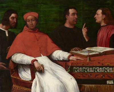 Bandinello Sauli bíboros, titkára és két földrajztudós alkotó: Sebastiano del Piombo
