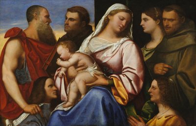 Madonna és gyermek szentekkel és adományozókkal. alkotó: Sebastiano del Piombo
