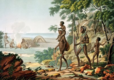 Port Jackson, New Holland: Aboriginal Family, a "Voyage Autour du Monde sur les Corvettes de L