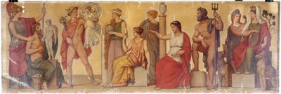 "Az első embert modellező Prométheusz", kompozíció Napóleon herceg pompeji otthonának átriumából, 1860 körül (olaj, vászon, fa) alkotó: Sebastien Melchior Cornu