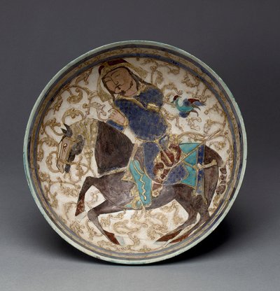 Tál herceggel lóháton Iránból (díszített kőpaszta) alkotó: Seljuq Dynasty Seljuq Dynasty