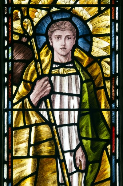 Mortehoe, St Mary, Heaton Butler és Bayne, Selwyn Image, Szent Rafael arkangyal részlet, 1890 körül alkotó: Selwyn Image Selwyn Image