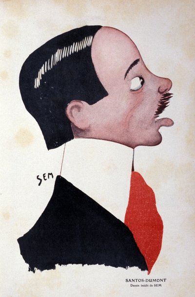 Alberto Santos-Dumont (1873-1932), brazil mérnök és repülőmérnök, Sem (1863-1934) portréja. alkotó: Sem