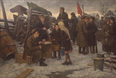 Reggel a Barikádokon. alkotó: Semyon Gavrilovich Nikiforov