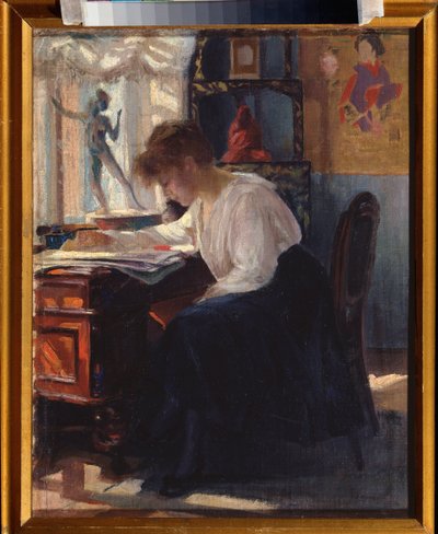 Egy tanulmányban (Tanulmányban) - Szergej Arszenjevics Vinogradov (1869-1938) festménye, olaj, vászon, orosz művészet 19-20. század - Karéliai Állami Művészeti Múzeum, Petrozsény (Oroszország) alkotó: Sergei Arsenevich Vinogradov