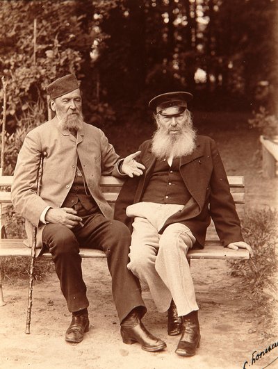 A költők Jakov Petrovics Polonszkij (Iakov Petrovics Polonski) (1819-1898) és Afanasy Afanassievich Fet (Foeth) (Afanassi Afanassievitch Chenchine) (1820-1892). Albumin Fotó: Szergej Dmitrijevics Botkin (1869-1945) alkotó: Sergei Dmitrievich Botkin