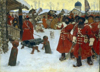 A strelcek (sztreletek) csapata - Szergej Vasziljevics Ivanov (1864-1910) festménye, olaj, vászon alkotó: Sergei Ivanovich Gribkov
