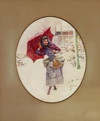 Nők sétálnak a havon, c. 1900 alkotó: Sergei Sergeyevich Solomko