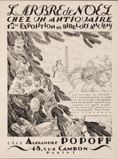 A karácsonyfa egy régiségkereskedőnél, 12. kiállítás Alexandre Popoffnál, 1933 alkotó: Sergei Vasilevich Chekhonin