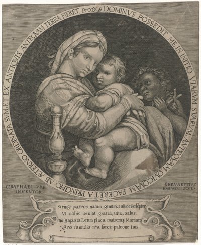 Madonna della sedia Mária gyermek Krisztussal és Keresztelő Jánossal alkotó: Servatius Raeven