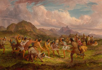 Labdajáték a sziú indiánok között, 1851. alkotó: Seth Eastman