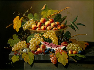 Csendélet gyümölcskosárral alkotó: Severin Roesen