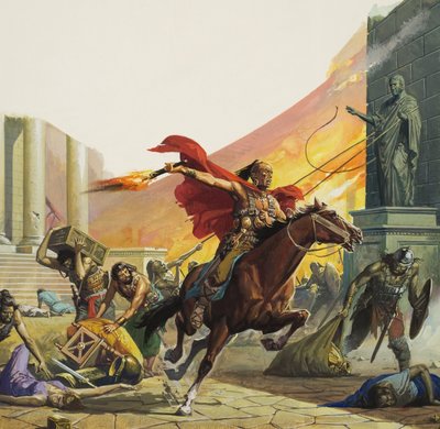 Barbárok a kapunál (gouache, papír) alkotó: Severino Baraldi