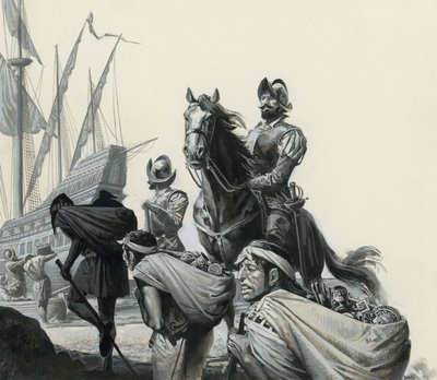 Francisco Pizarro és hódítói alkotó: Severino Baraldi