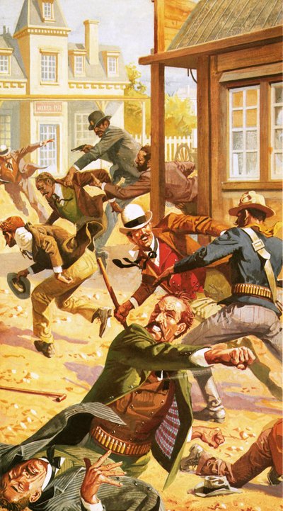 James McParland menekül, mielőtt lelepleződne. alkotó: Severino Baraldi
