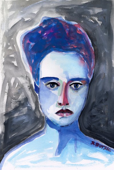 Erőteljes kék portré alkotó: Sharyn Bursic