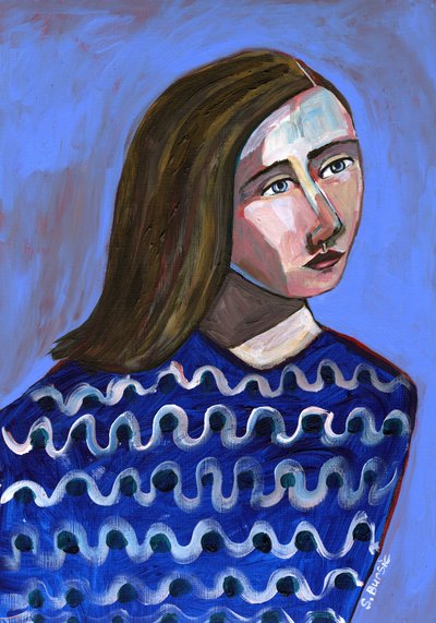 Elgondolkodtató kék portré alkotó: Sharyn Bursic