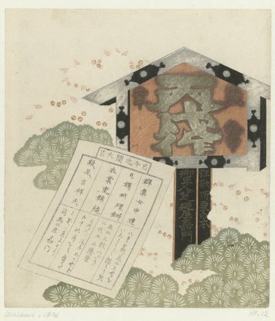 Jelzőtábla üzenettel alkotó: Shibanoya Sanyô (attributed to)