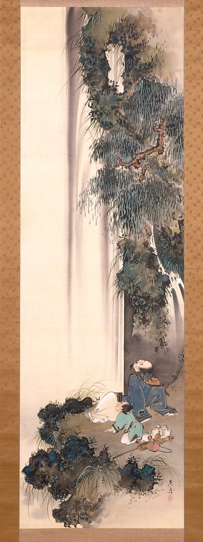 Li Bai betrachtet einen Wasserfall alkotó: Shibata Zeshin