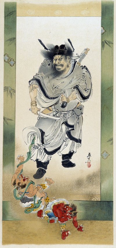 Shoki és a démonok. Shibata Zeshin saját festménye alkotó: Shibata Zeshin