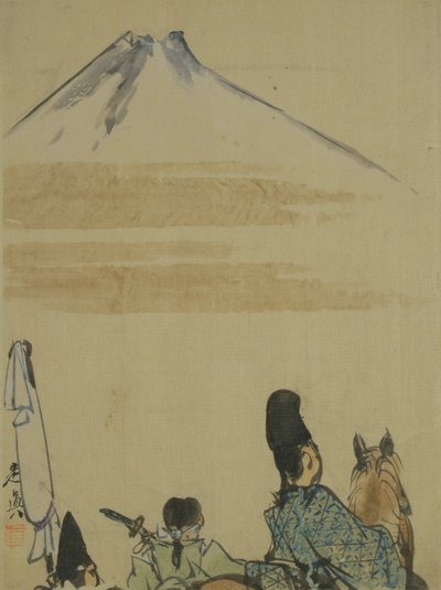 Utazók a Fujiyama-hegy közelében, 1872 körül (tinta és WC papíron) alkotó: Shibata Zeshin