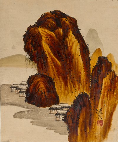 Falu sziklák között, 19. század. alkotó: Shibata Zeshin