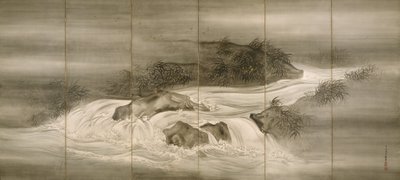 Folyói táj szentjánosbogarak alkotó: Shiokawa Bunrin