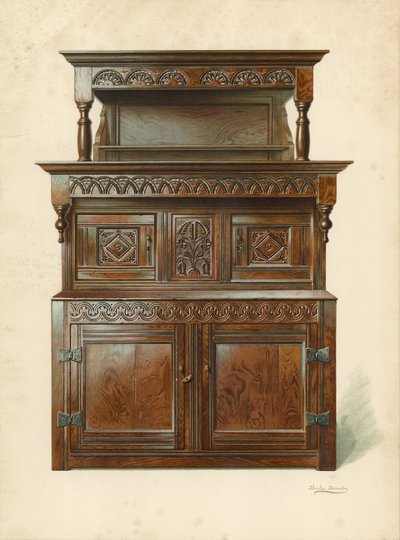 Oak Court szekrény (Tridarn), H Clarence Whaite (chromolitho) tulajdona alkotó: Shirley Charles Llewellyn Slocombe